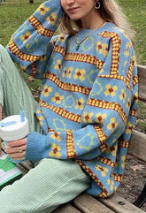 Suéter vintage con estampado floral